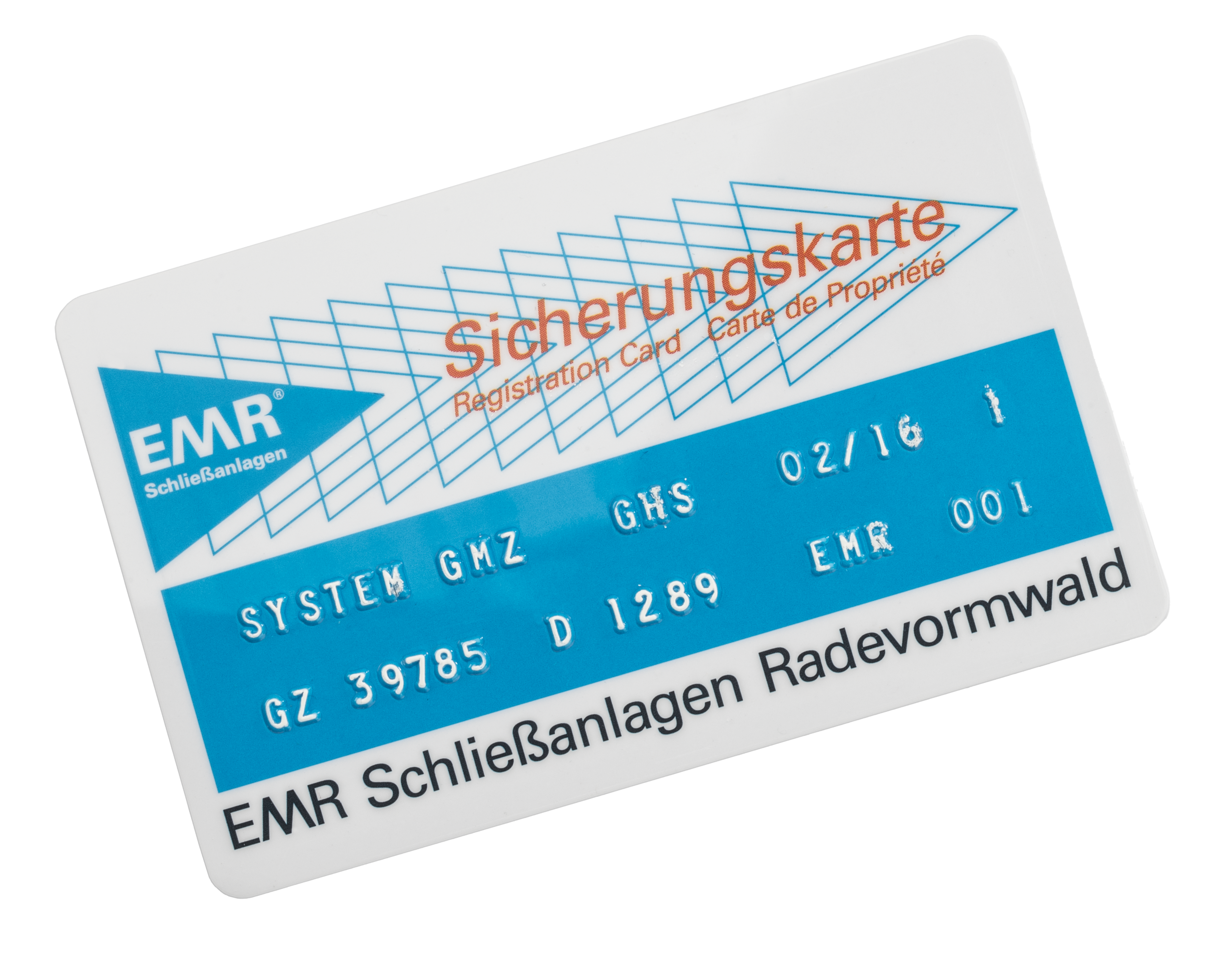 EMR GMZ-Sicherungskarte mit Schließanlagen-Nummer